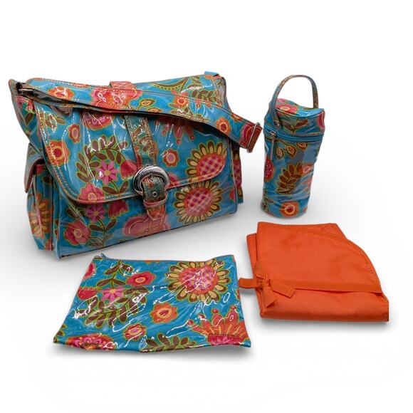 Kalencom Handbags - Kalencom Laminated Diaper Buckle Bag w/ Accoutreménts Four Pieces